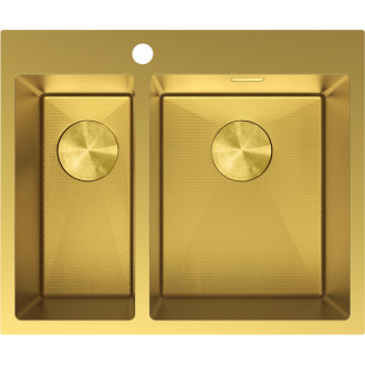 Ocelový dřez Mexen Flexo, 1,5 dřezu, 610 x 510 mm, zlatá HC - 6446611500-55HC