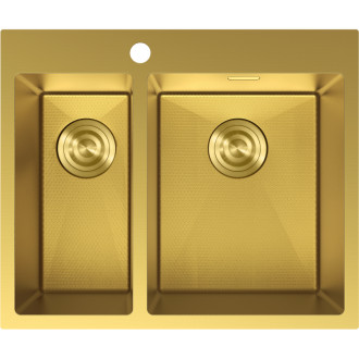 Ocelový dřez Mexen Flexo, 1,5 dřezu, 610 x 510 mm, zlatá HC - 6446611500-55HC
