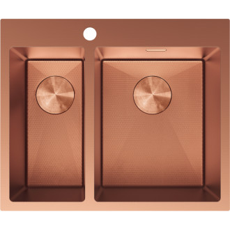 Ocelový dřez Mexen Flexo, 1,5 dřezu, 610 x 510 mm, měděná HC - 6446611500-65HC