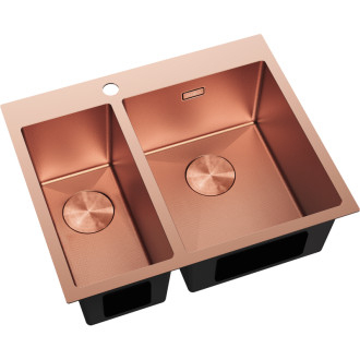 Ocelový dřez Mexen Flexo, 1,5 dřezu, 610 x 510 mm, měděná HC - 6446611500-65HC