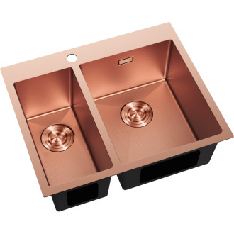 Ocelový dřez Mexen Flexo, 1,5 dřezu, 610 x 510 mm, měděná HC - 6446611500-65HC