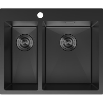 Ocelový dřez Mexen Flexo, 1,5 dřezu, 610 x 510 mm, černý - 6446611500-70