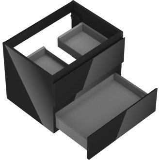 Mexen Orio szafka łazienkowa podumywalkowa 60 cm, 2 szuflady, czarna połysk - 91A10-06047-2-BFF70