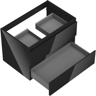 Mexen Orio szafka łazienkowa podumywalkowa 70 cm, 2 szuflady, czarna połysk - 91A10-07047-2-BFF70