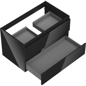 Mexen Orio szafka łazienkowa podumywalkowa 80 cm, 2 szuflady, czarna połysk - 91A10-08047-2-BFF70