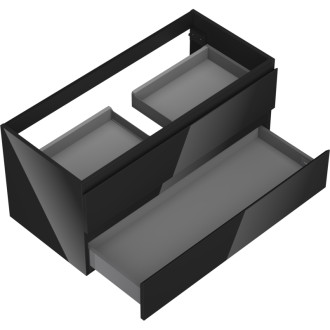 Mexen Orio szafka łazienkowa podumywalkowa 100 cm, 2 szuflady, czarna połysk - 91A10-10047-2-BFF70