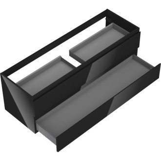 Mexen Orio szafka łazienkowa podumywalkowa 140 cm, 2 szuflady, czarna połysk - 91A10-14047-2-BFF70