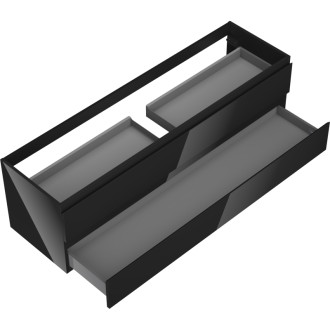 Mexen Orio szafka łazienkowa podumywalkowa 160 cm, 2 szuflady, czarna połysk - 91A10-16047-2-BFF70