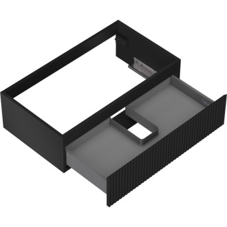 Mexen Rivel szafka łazienkowa podumywalkowa 80 cm, 1 szuflada, ryflowana , czarna mat - 91A20-08023-1-BF71