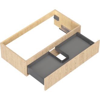 Mexen Rivel koupelnová skříňka pod umyvadlo 90 cm, 1 zásuvka, drážkovaná, dub - 91A20-09023-1-BF81