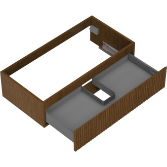 Mexen Rivel koupelnová skříňka pod umyvadlo 90 cm, 1 zásuvka, drážkovaná, ořech - 91A20-09023-1-BF86
