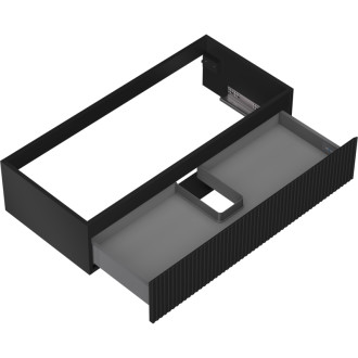 Mexen Rivel szafka łazienkowa podumywalkowa 100 cm, 1 szuflada, ryflowana , czarna mat - 91A20-10023-1-BF71