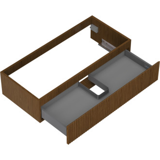 Mexen Rivel koupelnová skříňka pod umyvadlo 100 cm, 1 zásuvka, drážkovaná, ořech - 91A20-10023-1-BF86