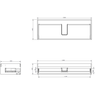 Mexen Rivel koupelnová skříňka pod umyvadlo 120 cm, 1 zásuvka, drážkovaná, matná černá - 91A20-12023-1-BF71