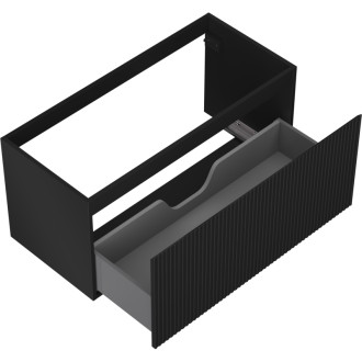 Mexen Rivel szafka łazienkowa podumywalkowa 100 cm, 1 szuflada, ryflowana , czarna mat - 91A20-10047-1-BF71