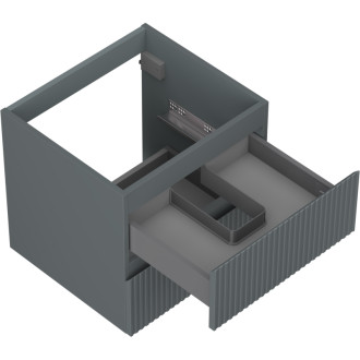 Mexen Rivel koupelnová skříňka pod umyvadlo 50 cm, 2 zásuvky, drážkovaná, matný grafit - 91A20-05047-2-BFF66