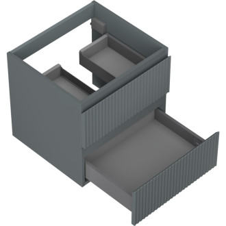 Mexen Rivel koupelnová skříňka pod umyvadlo 50 cm, 2 zásuvky, drážkovaná, matný grafit - 91A20-05047-2-BFF66