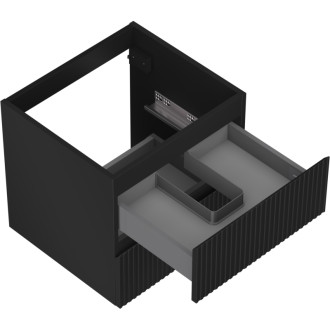 Mexen Rivel koupelnová skříňka pod umyvadlo 50 cm, 2 zásuvky, drážkovaná, matná černá - 91A20-05047-2-BFF71