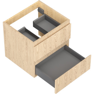 Mexen Rivel koupelnová skříňka pod umyvadlo 50 cm, 2 zásuvky, drážkovaná, dub - 91A20-05047-2-BFF81