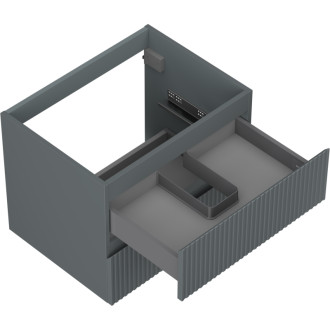 Mexen Rivel koupelnová skříňka pod umyvadlo 60 cm, 2 zásuvky, drážkovaná, matný grafit - 91A20-06047-2-BFF66