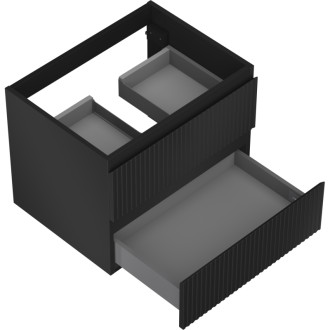 Mexen Rivel koupelnová skříňka pod umyvadlo 60 cm, 2 zásuvky, drážkovaná, matná černá - 91A20-06047-2-BFF71