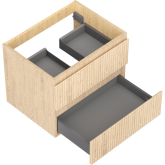 Mexen Rivel koupelnová skříňka pod umyvadlo 60 cm, 2 zásuvky, drážkovaná, dub - 91A20-06047-2-BFF81