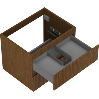 Mexen Rivel koupelnová skříňka pod umyvadlo 60 cm, 2 zásuvky, drážkovaná, ořech - 91A20-06047-2-BFF86