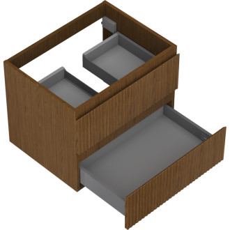 Mexen Rivel koupelnová skříňka pod umyvadlo 60 cm, 2 zásuvky, drážkovaná, ořech - 91A20-06047-2-BFF86