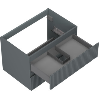 Mexen Rivel koupelnová skříňka pod umyvadlo 70 cm, 2 zásuvky, drážkovaná, matný grafit - 91A20-07047-2-BFF66
