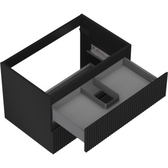 Mexen Rivel koupelnová skříňka pod umyvadlo 70 cm, 2 zásuvky, drážkovaná, matná černá - 91A20-07047-2-BFF71