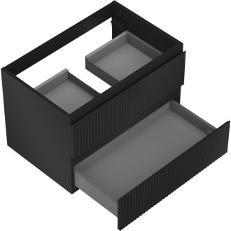 Mexen Rivel koupelnová skříňka pod umyvadlo 70 cm, 2 zásuvky, drážkovaná, matná černá - 91A20-07047-2-BFF71