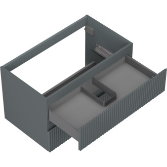 Mexen Rivel koupelnová skříňka pod umyvadlo 80 cm, 2 zásuvky, drážkovaná, matný grafit - 91A20-08047-2-BFF66
