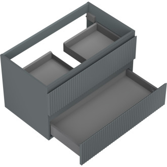 Mexen Rivel koupelnová skříňka pod umyvadlo 80 cm, 2 zásuvky, drážkovaná, matný grafit - 91A20-08047-2-BFF66