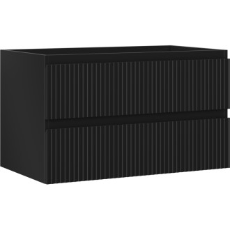 Mexen Rivel koupelnová skříňka pod umyvadlo 80 cm, 2 zásuvky, drážkovaná, matná černá - 91A20-08047-2-BFF71