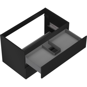 Mexen Rivel szafka łazienkowa podumywalkowa 80 cm, 2 szuflady, ryflowana , czarna mat - 91A20-08047-2-BFF71