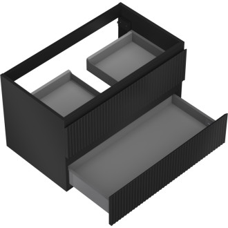 Mexen Rivel szafka łazienkowa podumywalkowa 80 cm, 2 szuflady, ryflowana , czarna mat - 91A20-08047-2-BFF71