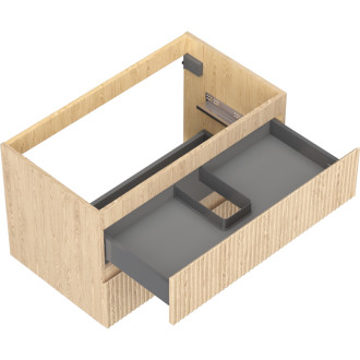 Mexen Rivel koupelnová skříňka pod umyvadlo 80 cm, 2 zásuvky, drážkovaná, dub - 91A20-08047-2-BFF81