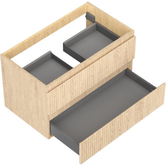 Mexen Rivel koupelnová skříňka pod umyvadlo 80 cm, 2 zásuvky, drážkovaná, dub - 91A20-08047-2-BFF81