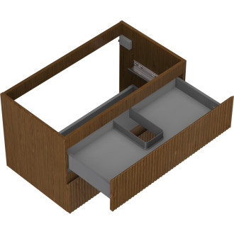 Mexen Rivel koupelnová skříňka pod umyvadlo 80 cm, 2 zásuvky, drážkovaná, ořech - 91A20-08047-2-BFF86