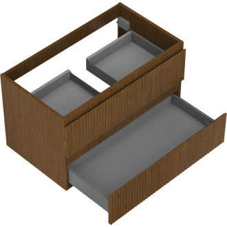 Mexen Rivel koupelnová skříňka pod umyvadlo 80 cm, 2 zásuvky, drážkovaná, ořech - 91A20-08047-2-BFF86