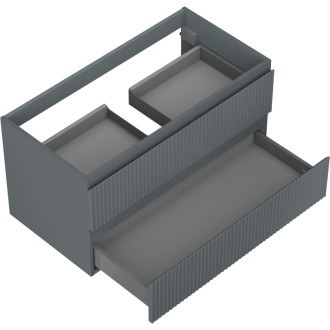 Mexen Rivel koupelnová skříňka pod umyvadlo 90 cm, 2 zásuvky, drážkovaná, matný grafit - 91A20-09047-2-BFF66