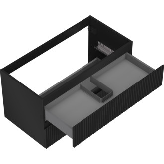 Mexen Rivel koupelnová skříňka pod umyvadlo 90 cm, 2 zásuvky, drážkovaná, matná černá - 91A20-09047-2-BFF71