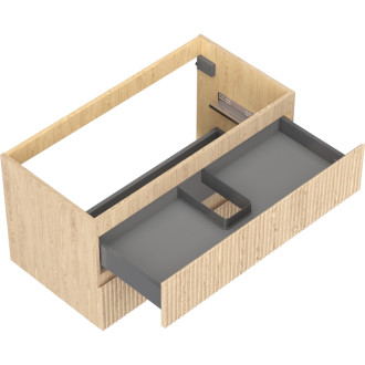 Mexen Rivel koupelnová skříňka pod umyvadlo 90 cm, 2 zásuvky, drážkovaná, dub - 91A20-09047-2-BFF81