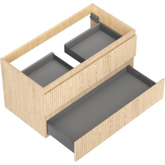 Mexen Rivel koupelnová skříňka pod umyvadlo 90 cm, 2 zásuvky, drážkovaná, dub - 91A20-09047-2-BFF81