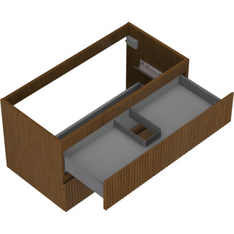 Mexen Rivel koupelnová skříňka pod umyvadlo 90 cm, 2 zásuvky, drážkovaná, ořech - 91A20-09047-2-BFF86
