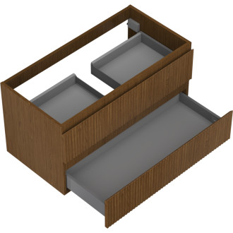 Mexen Rivel koupelnová skříňka pod umyvadlo 90 cm, 2 zásuvky, drážkovaná, ořech - 91A20-09047-2-BFF86