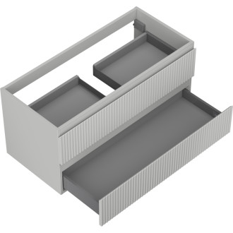 Mexen Rivel koupelnová skříňka pod umyvadlo 100 cm, 2 zásuvky, drážkovaná, matně šedá - 91A20-10047-2-BFF62