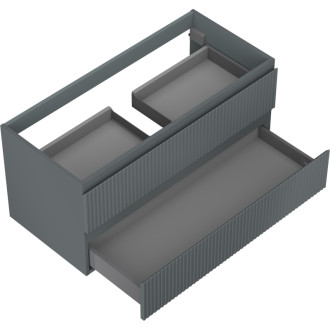 Mexen Rivel koupelnová skříňka pod umyvadlo 100 cm, 2 zásuvky, drážkovaná, matný grafit - 91A20-10047-2-BFF66