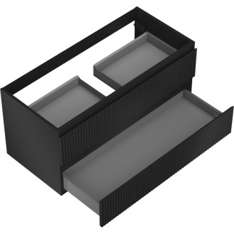 Mexen Rivel szafka łazienkowa podumywalkowa 100 cm, 2 szuflady, ryflowana , czarna mat - 91A20-10047-2-BFF71