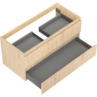 Mexen Rivel koupelnová skříňka pod umyvadlo 100 cm, 2 zásuvky, drážkovaná, dub - 91A20-10047-2-BFF81